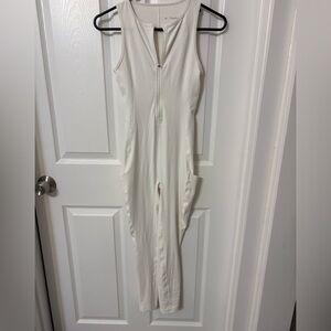TNA Cream Sleeveless Zip-Front Jumpsuit